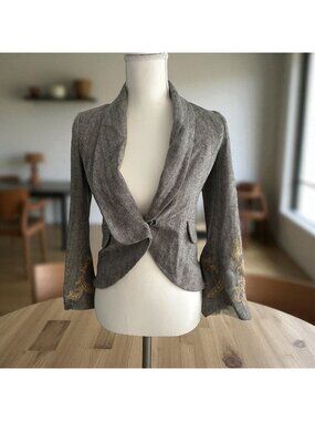 ROBERT RODRIGUEZ Herringbone Embroidered Blazer Jacket Size 0